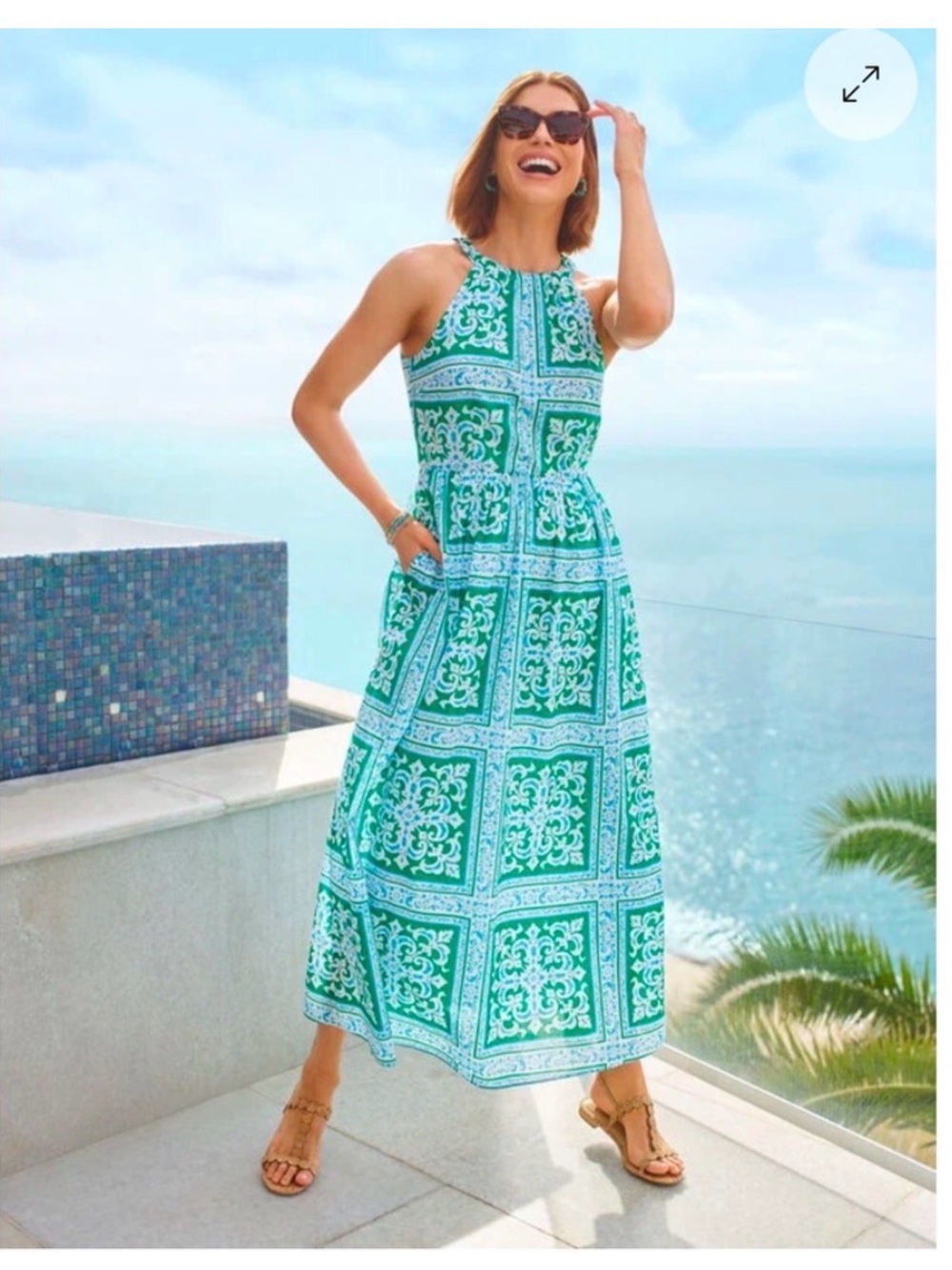 Talbots Medallion Tile Print Maxi Dress
